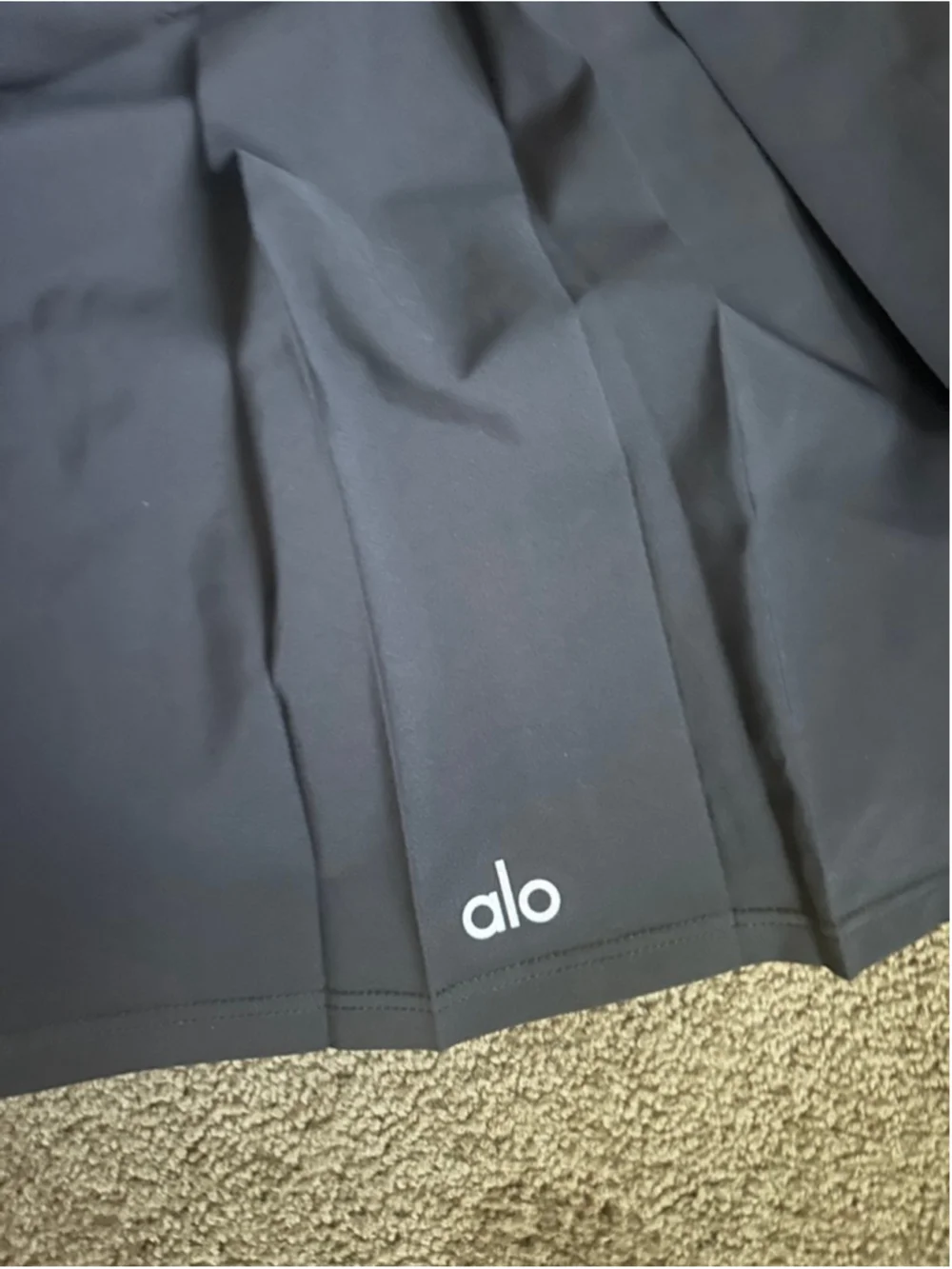 Women's Alo Yoga Black Varsity Pleated Tennis Mini Skirt L